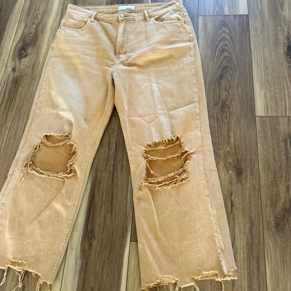 Vervet womens Tan Distressed Jeans size 32 - Picture 3 of 6